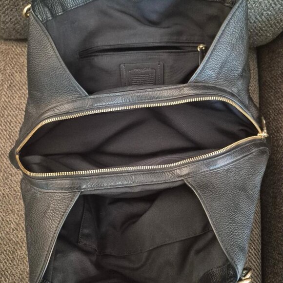 COACH F80268 Shoulder Bag Tote Black Pebble Leather Gold Hardware Medium VINTAGE - Picture 4 of 4